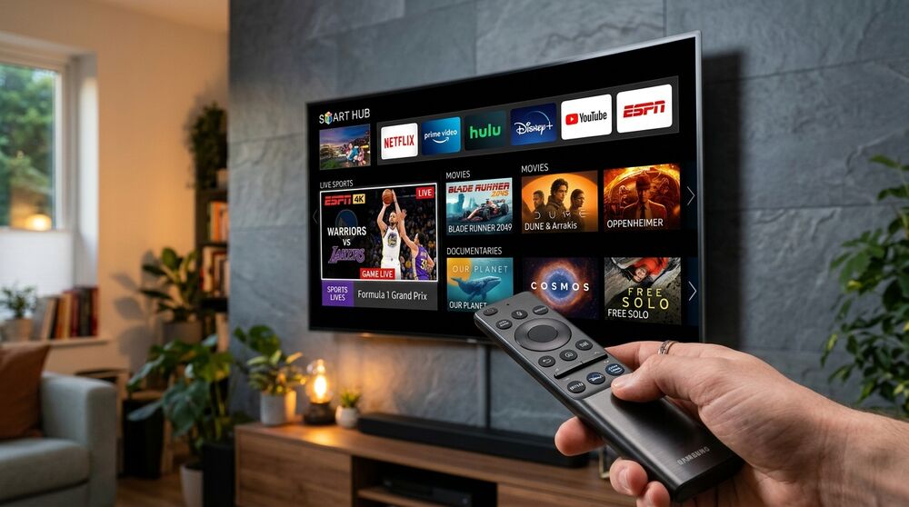 Écran Smart TV Samsung et LG avec interface d'application IPTV